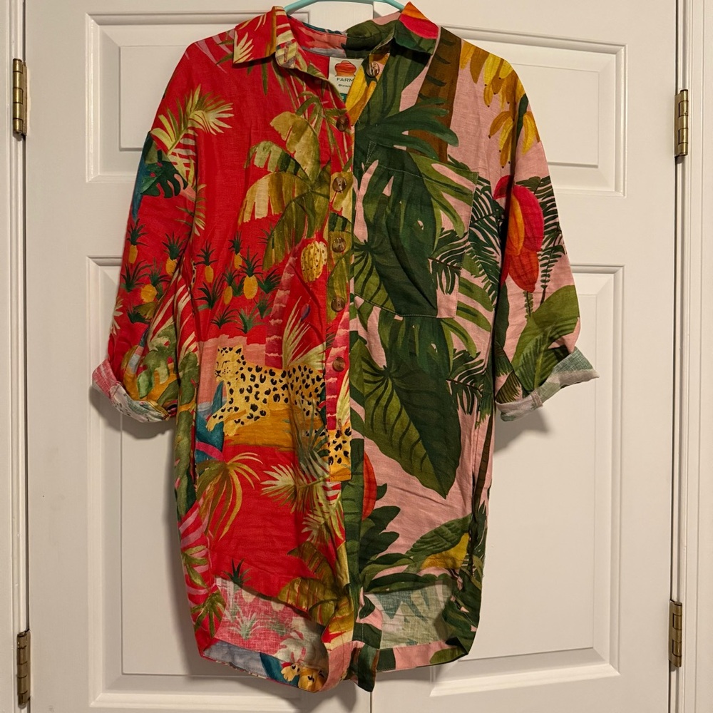 FARM Rio Multicolor Linen Printed Romper - Picture 4 of 6